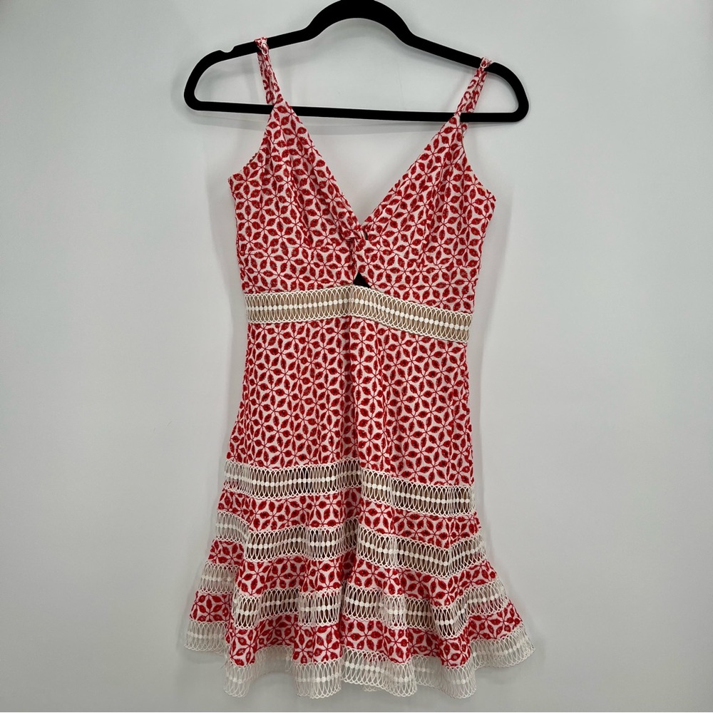 Bardot Shock Camille Mini Dress Floral Lace Embroidered Peek-A-Boo V-Neck 4 - Picture 4 of 10